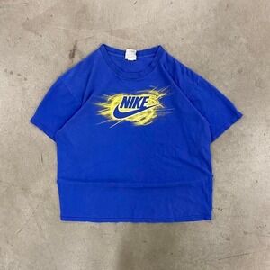 Vintage Early 2000s Nike Blue and Yellow Tee Shirt Size L